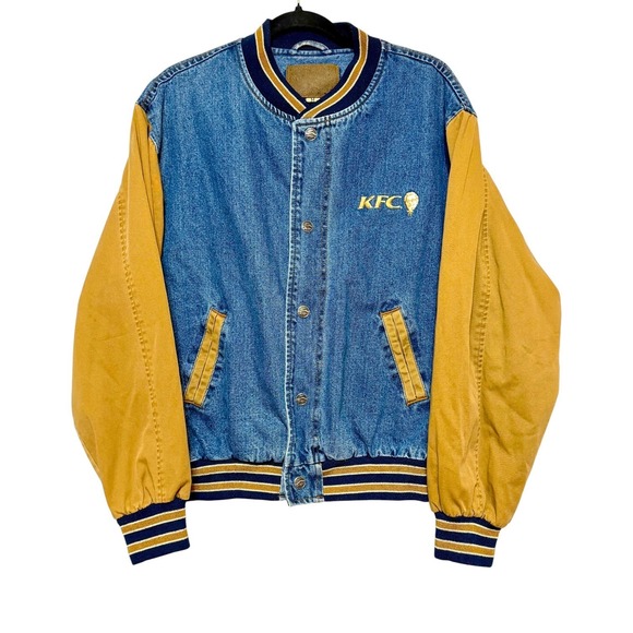 Vintage Port Authority KFC Denim and Twill Letterman Jacket Men Size M Collector